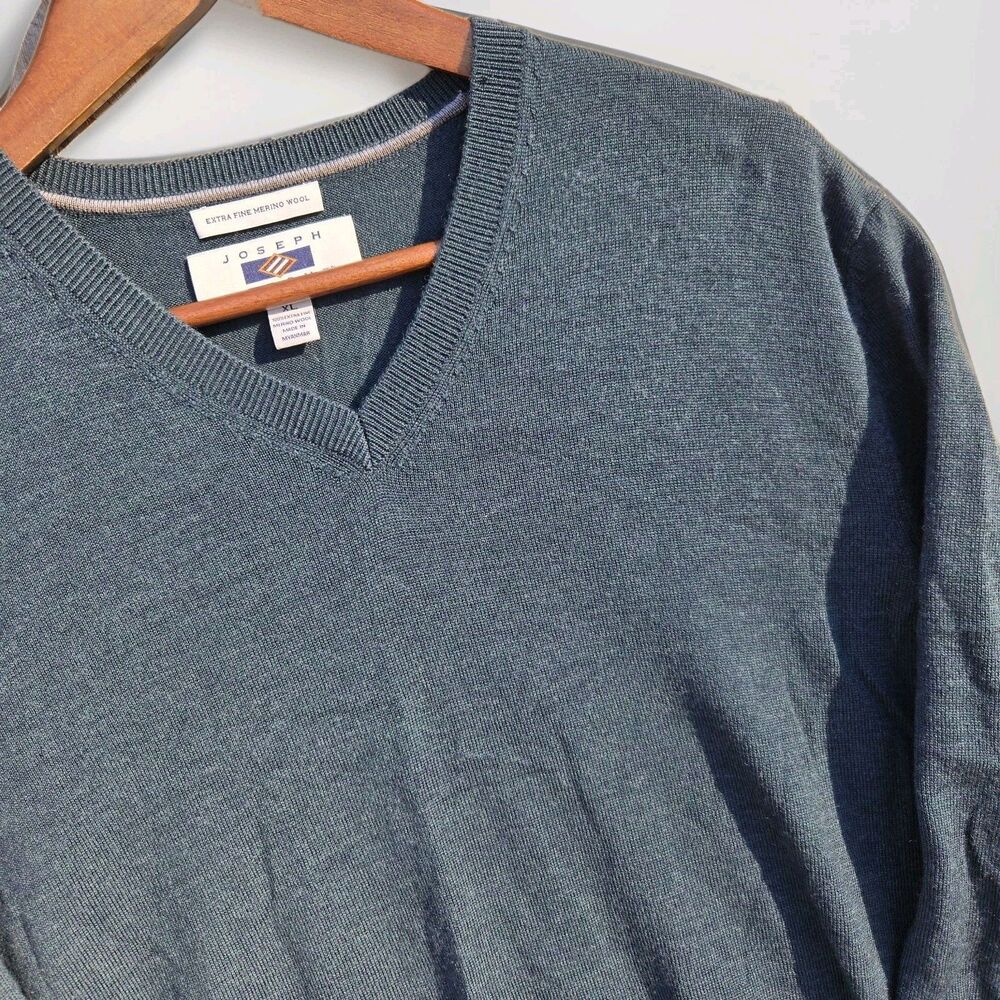 Joseph Abboud Extra Fine Merino Wool Men's Sweater‎ Size XL Dark Green V-Neck